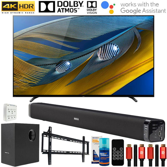 Sony XR77A80J 77" A80J 4K OLED Smart TV 2021 with Deco Gear Home Theater Bundle