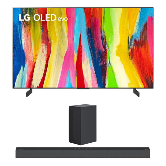 LG OLED77C2PUA 77" HDR 4K Smart OLED TV 2022 w/ LG S65Q High Res Audio Sound Bar