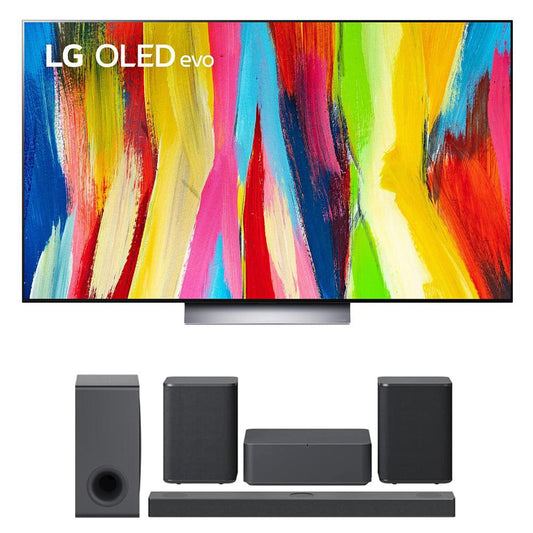 LG OLED55C2PUA 55" HDR 4K Smart OLED TV 2022 + LG S80QY Soundbar + Rear Speaker Kit