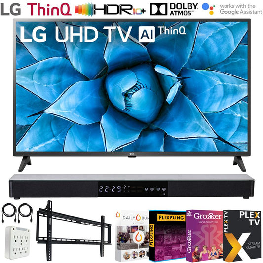 LG 43" UHD 4K HDR AI Smart TV 2020 Model with Deco Gear Soundbar Bundle