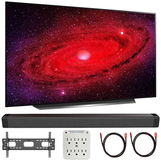 LG OLED65CXPUA 65" CX 4K OLED TV w/ AI ThinQ (2020) with Deco Gear Soundbar Bundle