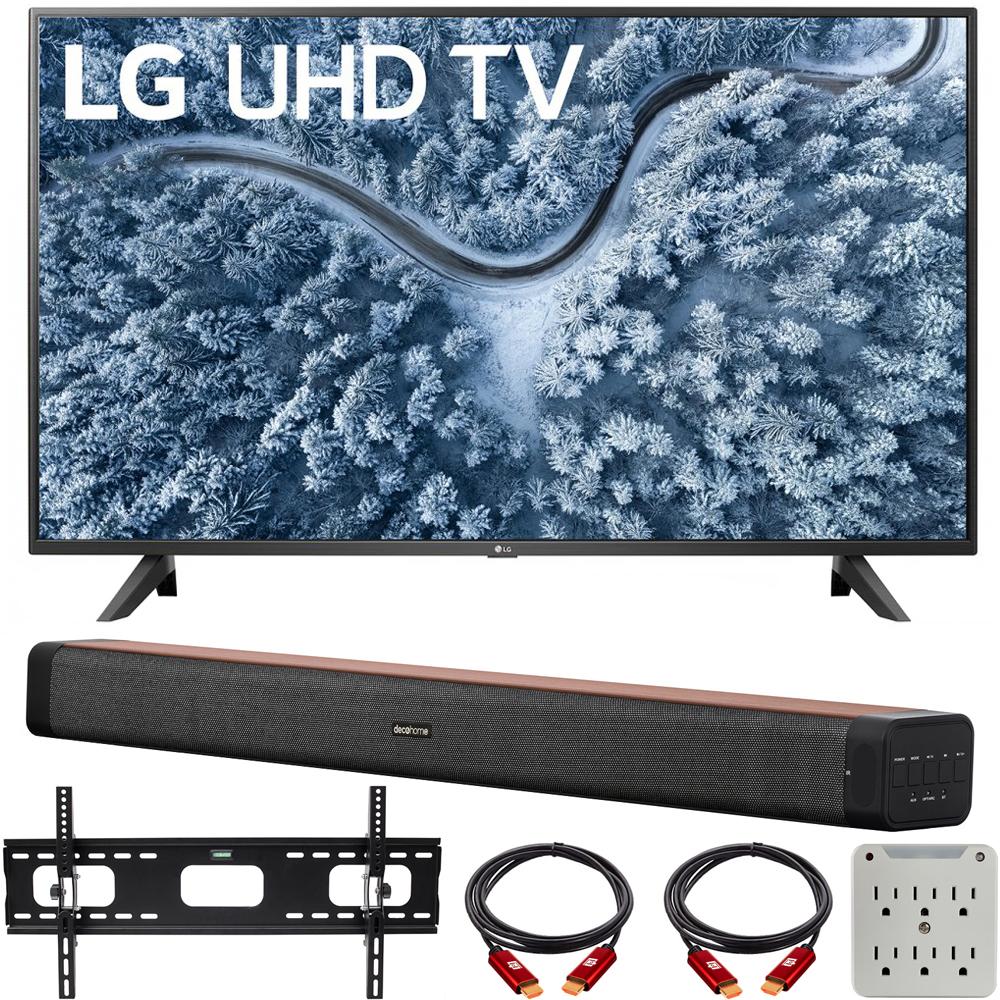 LG 50" UP7000 4K LED UHD Smart webOS TV 2021 with Deco Home 60W Soundbar Bundle