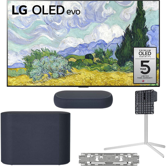 LG OLED65G1PUA 65" G1 Gallery 4K Smart OLED evo TV + QP5 Soundbar + Stand Bundle