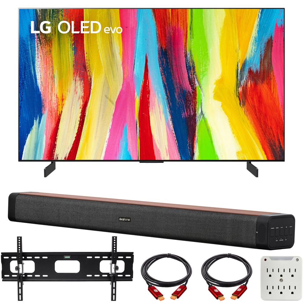 LG 48" HDR 4K Smart OLED Evo TV (2022) with Deco Home 60W Soundbar Bundle