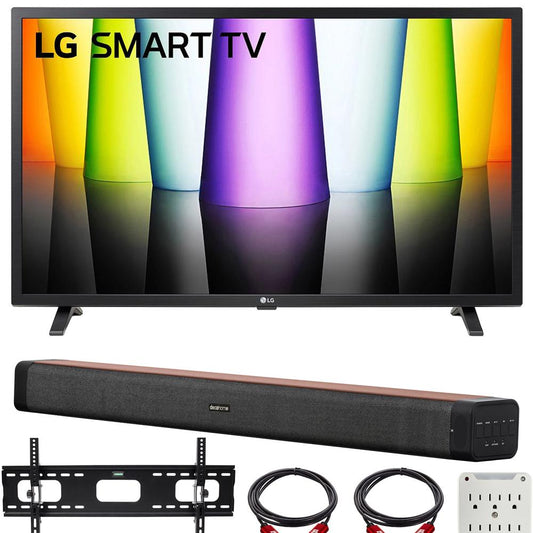 LG 32LQ630BPUA 32" HDR Smart LCD HD TV (2022) with Deco Home 60W Soundbar Bundle