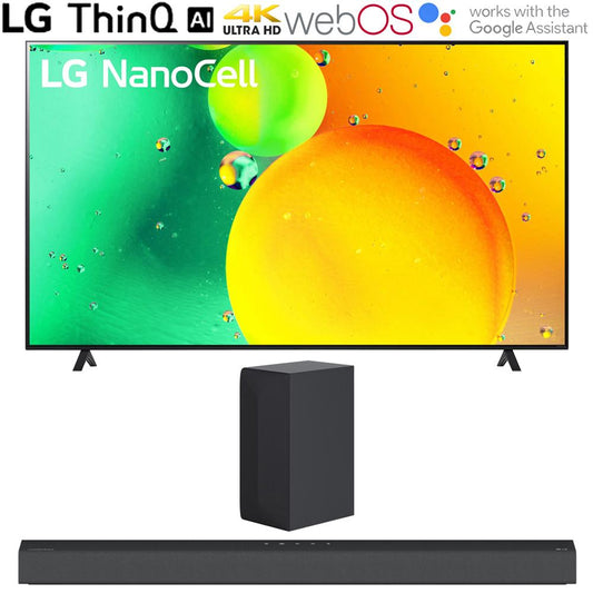 LG 50" HDR 4K UHD Smart NanoCell LED TV 2022 w/ LG S65Q High Res Audio Sound Bar
