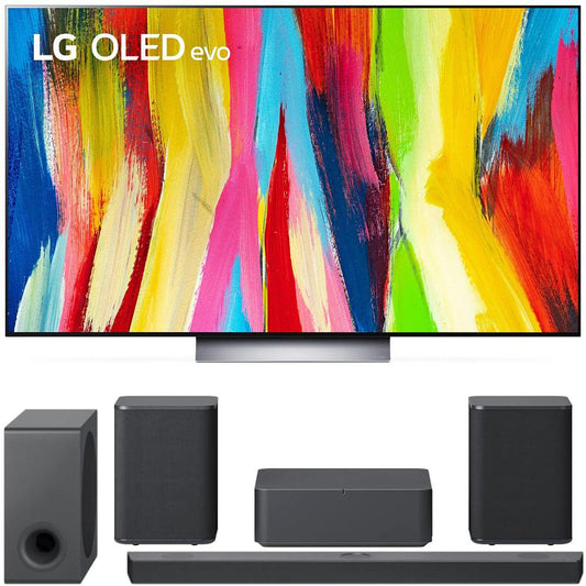 LG 55 Inch HDR 4K Smart OLED TV 2022 with LG Sound Bar and Rear Speaker