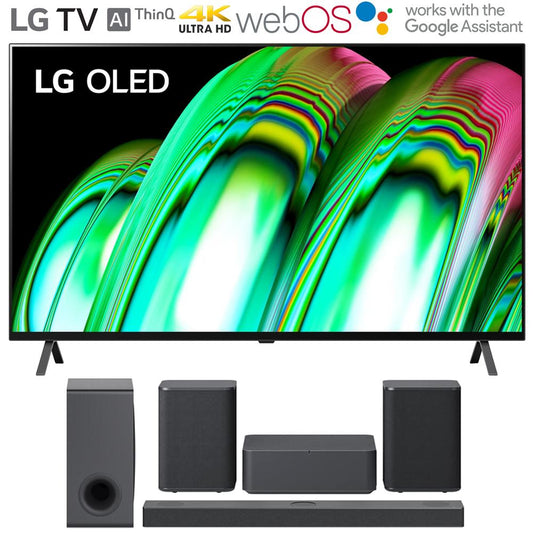 LG 65" A2 Series 4K HDR Smart TV 2022 + LG S80QY Soundbar + Rear Speaker Kit