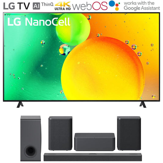 LG 43" HDR 4K UHD Smart NanoCell LED TV 2022 + LG S80QY Soundbar + Rear Speaker Kit